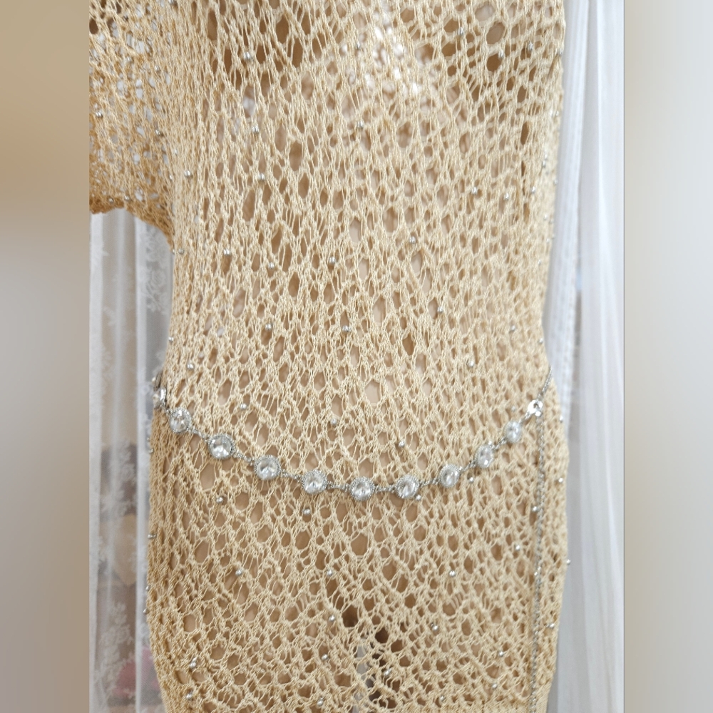 Round Clear Rhinestones Adjustable Belt - Picture 3 of 12